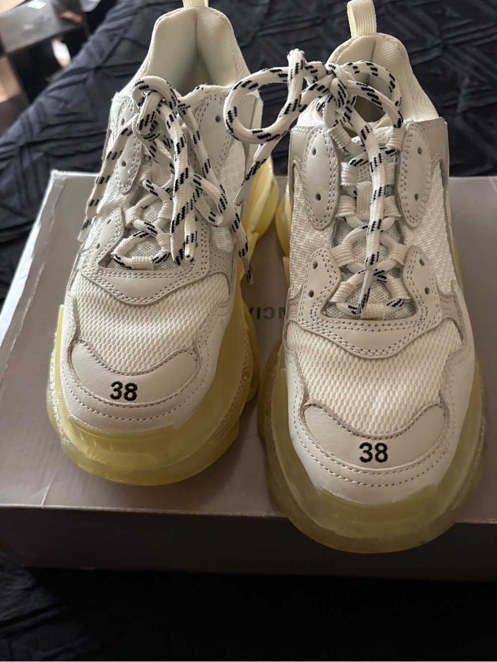 Balenciaga Kids White Sneakers with Yellow Translucent Soles